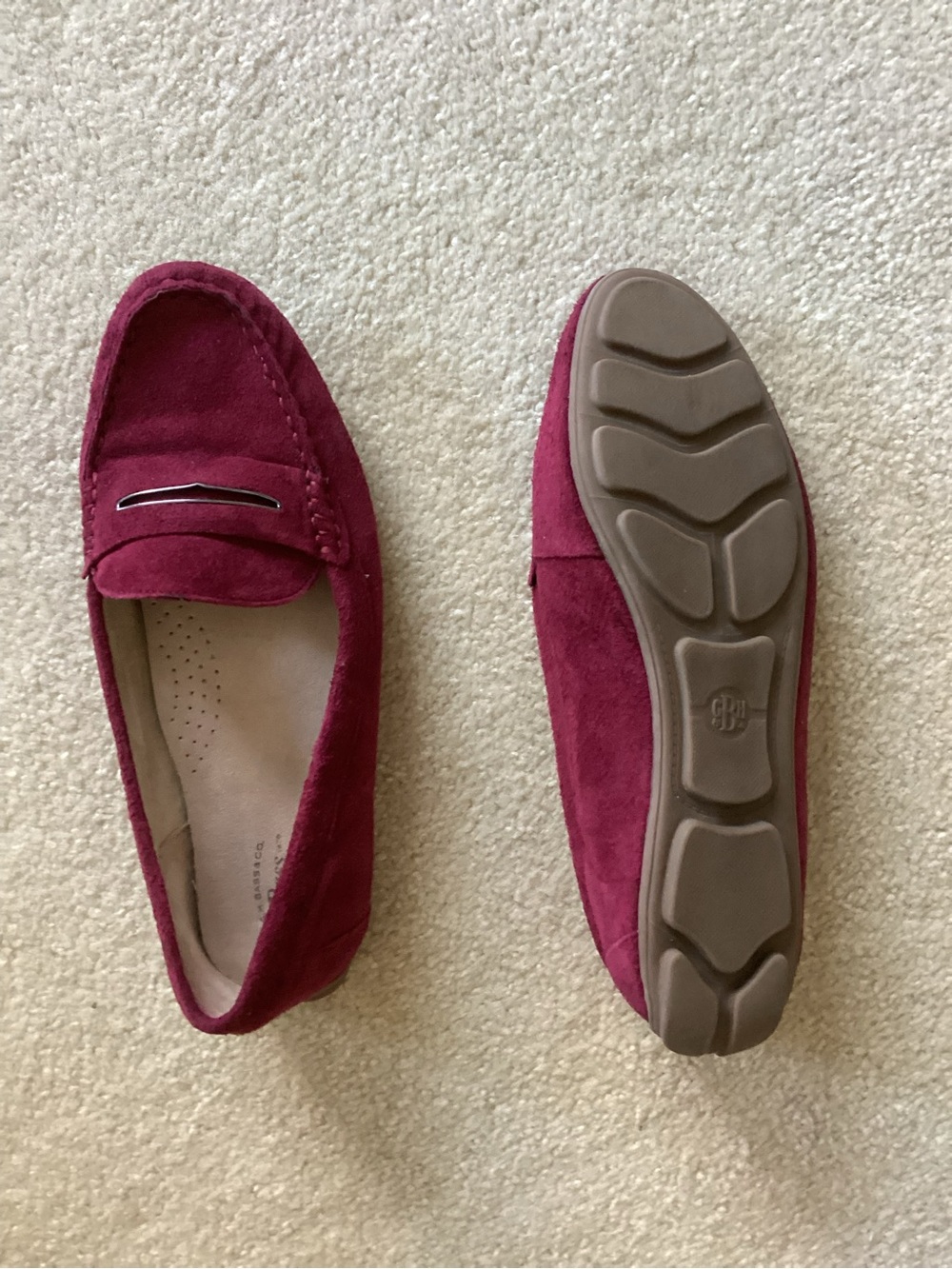 G.H. Bass & Co. Suede Penny Loafers in Berry